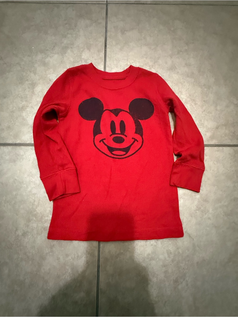 Disney Red Long-Sleeve Mickey Face Thermal Tee